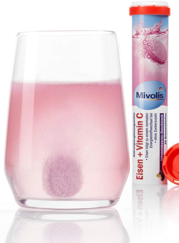 قرص جوشان میولیس با طعم بری ویتامین سی و آهن 20 عددی Mivolis Eisen + Vitamin C